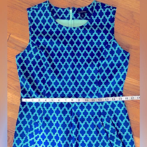 Lands' End Royal Teal Blue Quatrefoil Ponte Stretch Sheath Dress NEW size 6 - Picture 13 of 14